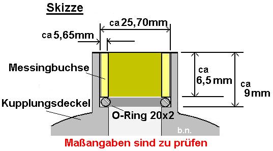 Skizze für Kupplungsdeckel mit Buchse und O-Ring/ SR 59 Berlin 